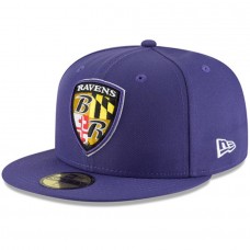 Men's Baltimore Ravens New Era Purple Shield Omaha 59FIFTY Fitted Hat 3184419